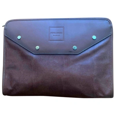 Pre-owned Nina Ricci Leather Clutch Bag In Brown