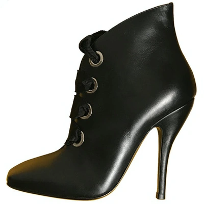 Pre-owned Ermanno Scervino Leather Ankle Boots In Black