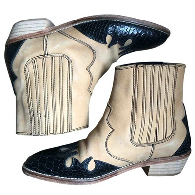 Pre-owned Valentine Gauthier Western Boots In Beige