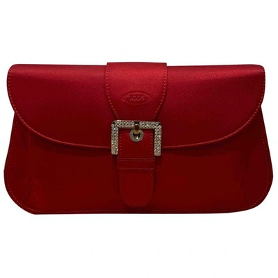 Pre-owned Tod's Cloth Clutch Bag In Red