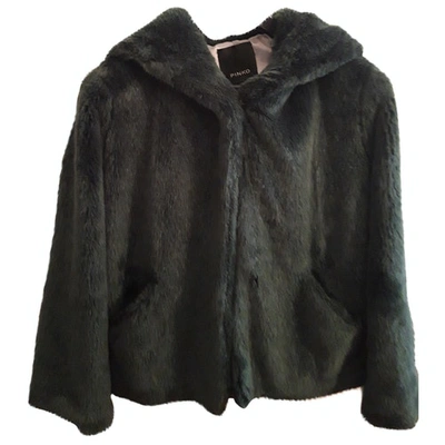 Pre-owned Pinko Faux Fur Coat In Green