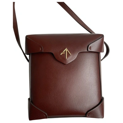 Pre-owned Manu Atelier Leather Crossbody Bag In Burgundy
