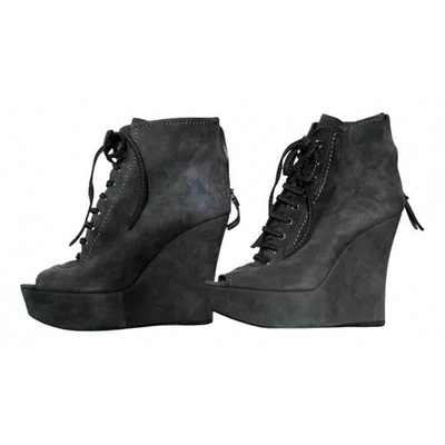 Pre-owned Miu Miu Ankle Boots In Anthracite
