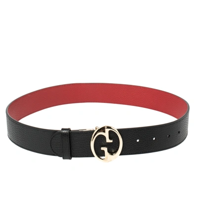 Pre-owned Gucci Black/red Leather Reversible Leather Belt 85cm