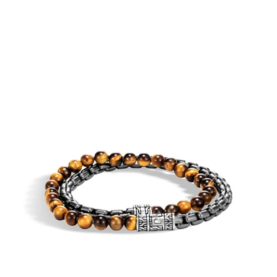 John Hardy Classic Chain Wrap Bracelet In Brown Tiger Eye