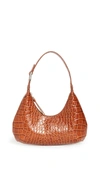 By Far Baby Amber Circular Croco Shoulder Bag In Tan