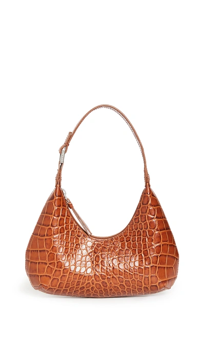 By Far Baby Amber Circular Croco Shoulder Bag In Brown