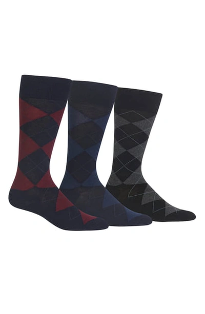 Polo Ralph Lauren 3-pack Argyle Socks In Navy Burg/ Navy Blue/ Black