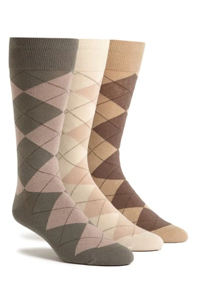 Polo Ralph Lauren 3-pack Argyle Socks In Lt Coffee/ Bone White/ Tobacco