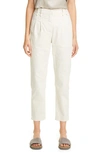 Brunello Cucinelli Paillette Pinstripe Corduroy Straight-leg Pants In Warm White