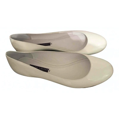 Pre-owned Ralph Lauren Patent Leather Ballet Flats In White