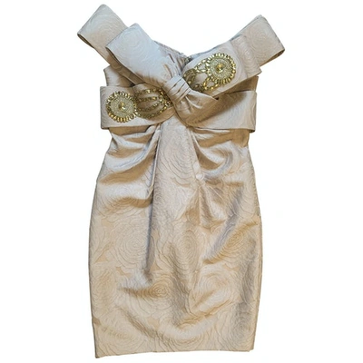 Pre-owned Marchesa Notte Mid-length Dress In Beige