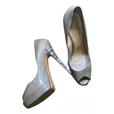 Pre-owned Casadei Patent Leather Sandals In Grey