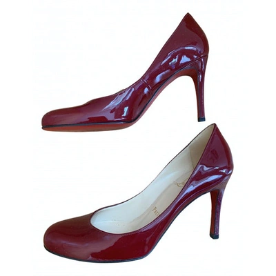 Pre-owned Christian Louboutin Lady Peep Patent Leather Heels In Red