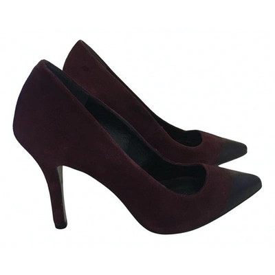 Pre-owned Maje Leather Heels In Burgundy