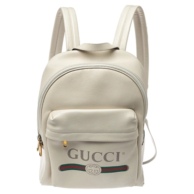 Pre-owned Gucci Print Backpack In Cream