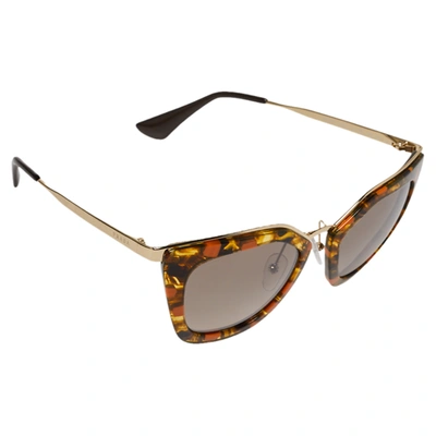 Pre-owned Prada Orange With Gold Havana/ Grey Gradient Spr53s Cat Eye Sunglasses