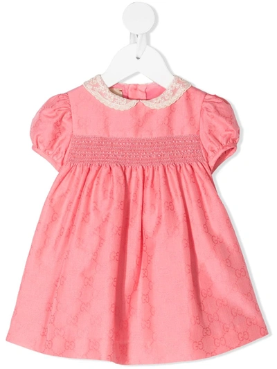 Gucci Pink Dress For Babygirl With Double Gg