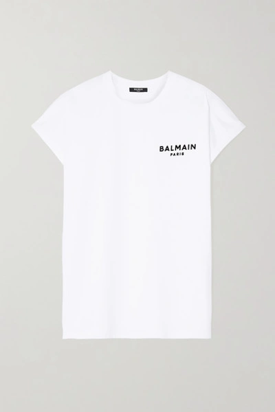 Balmain Flocked Logo T-shirt In White