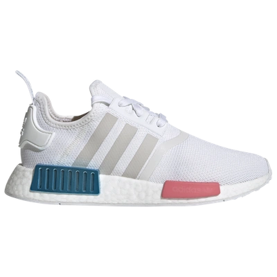Adidas Originals Nmd R1 White Mesh Sneakers In White/grey One/hazy Rose