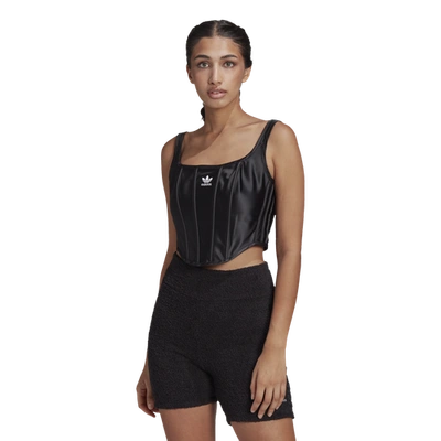 Adidas Originals Relaxed Risqué Satin Look Corset In Beige-black