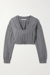 ALEXANDER WANG CROPPED PINTUCKED KNITTED SWEATER
