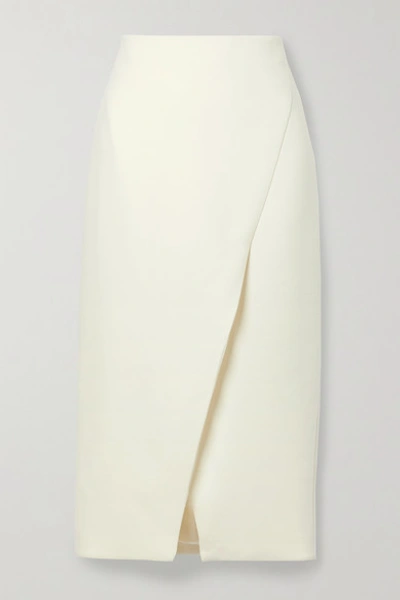 Theory Wrap-effect Woven Midi Skirt In Ivory