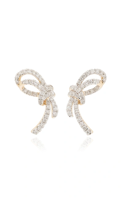Adina Reyter Women's Large Forget Me Knot 14k Yellow Gold Diamond Earrings