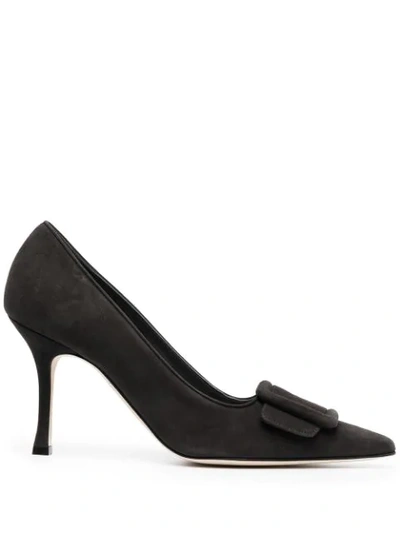 Manolo Blahnik Maysale Pump 90 Black Suede