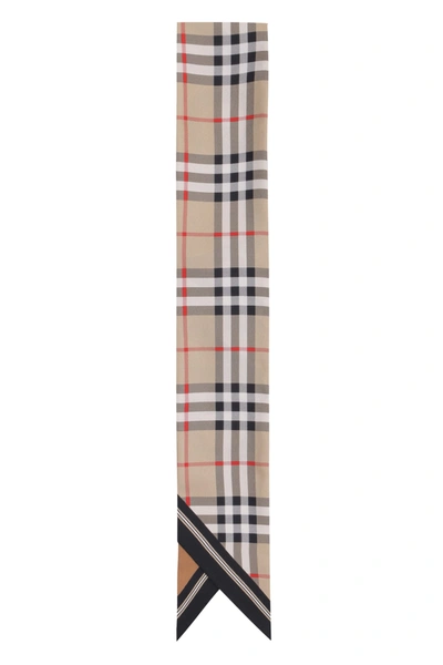 Burberry Double-face Silk Scarf In Beige