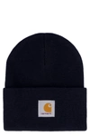Carhartt Blue Logo Patch Beanie In Blue