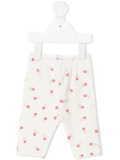 Monnalisa Babies' Flower Print Trousers In Cream