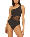 Bleu Rod Beattie Don't Mesh With Me One-shoulder One-piece Swimsuit In Black