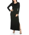 24seven Comfort Apparel Womens Solid Jersey Maxi Dress In Black
