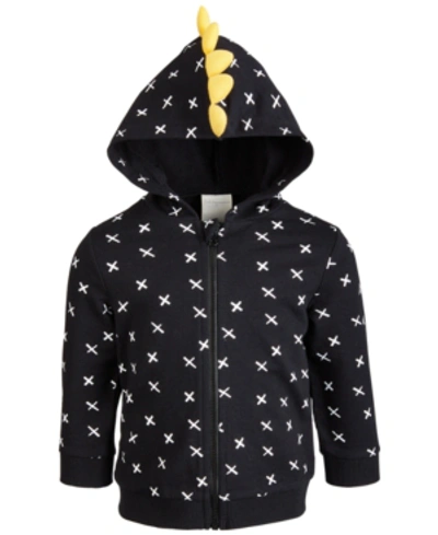 First Impressions Kids' Baby Boys Printed Hoodie, Created For Macy's In Deep Black