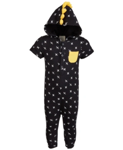 First Impressions Baby Boys Printed Jumpsuit, Created For Macy's In Deep Black