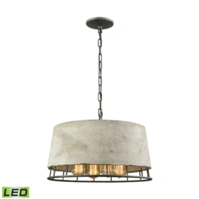 Elk Lighting Brocca 4 Light Chandelier In Silverdust Iron With Concrete Shade