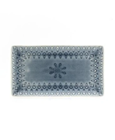 Euro Ceramica Peacock Rectangular Platter In Grey