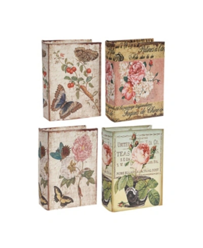 Ab Home Nature Lover's Book Boxes, Flowers, Set Of 4