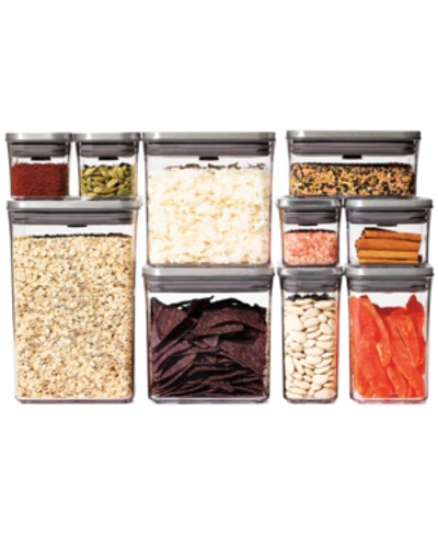 Oxo Steel Pop 12-pc. Food Storage Container Set With Scoop & Labels In Silver