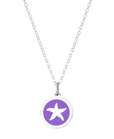 Auburn Jewelry Mini Starfish Pendant Necklace In Sterling Silver And Enamel, 16" + 2" Extender In Radiant Or