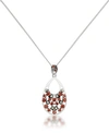 Macy's Pave Garnet Teardrop Pendant And A Curb Chain In Red
