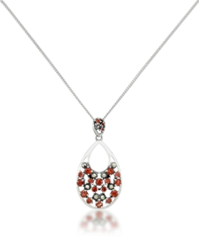 Macy's Pave Garnet Teardrop Pendant And A Curb Chain