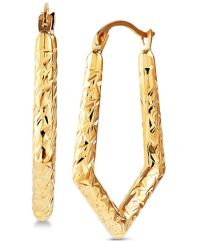 Macy's Textured V Hoop Earrings In 14k Gold