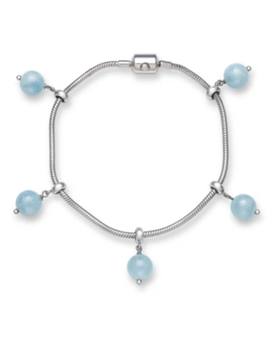 Macy's Milky Aquamarine Sliding Charm Bracelet In Sterling Silver