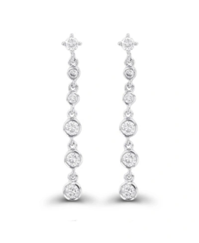 Macy's Cubic Zirconia Rhodium Plated Dangling Bezel Set Earrings (also In 14k Gold Over Silver) In White