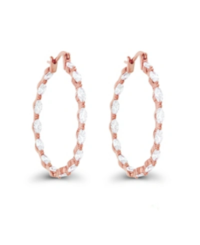 Macy's Cubic Zirconia 14k Rose Gold Marquise Cut Hoop Earrings (also In 14k Gold Over Silver Or 14k Rose Go In Pink