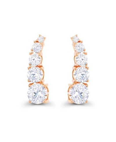 MACY'S CUBIC ZIRCONIA 14K ROSE GOLD GRADUATED CURVED EAR CLIMBERS (ALSO IN 14K GOLD OVER SILVER OR 14K ROSE