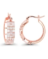 MACY'S CUBIC ZIRCONIA 14K ROSE GOLD ROUND AND BAGUETTE HOOP EARRINGS (ALSO IN 14K GOLD OVER SILVER OR 14K R
