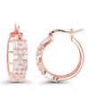 Macy's Cubic Zirconia 14k Rose Gold Round And Baguette Hoop Earrings (also In 14k Gold Over Silver Or 14k R In Pink